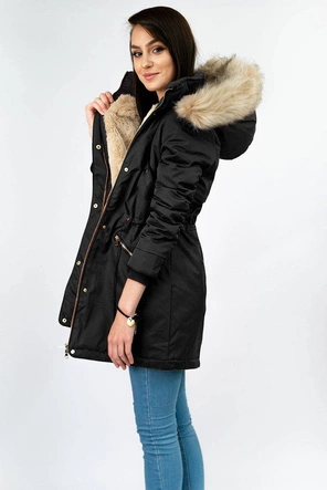 DAMSKA PARKA ZIMOWA NA MISIU CZARNA (B2623)