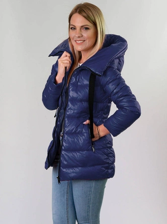 ZIMOWA PIKOWANA KURTKA DAMSKA Z KAPTUREM GRANATOWA (7698)