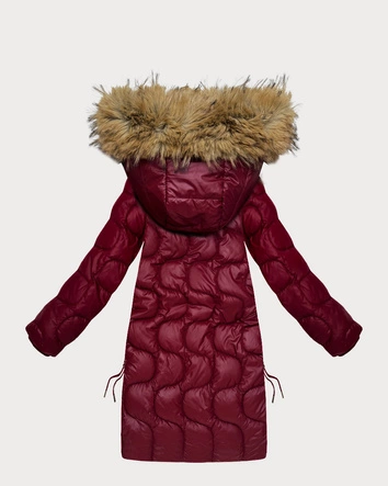 Kurtka damska z ozdobnym pikowaniem J Style bordowa (5M3351-1)