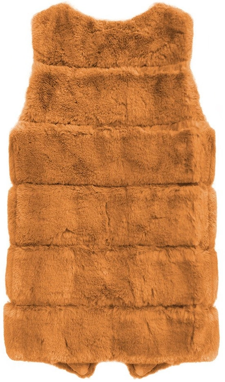 KAMIZELKA ZE SZTUCZNEGO FUTERKA BRĄZOWA (456ART)