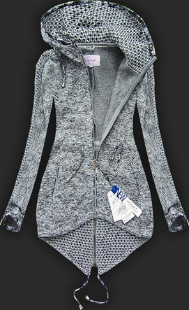GRUBA BLUZA Z KAPTUREM CIEMNOSZARA (LX9921)