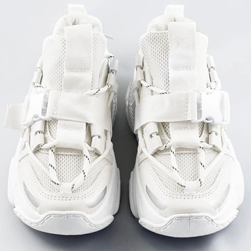 SZNUROWANE SNEAKERSY Z KLAMRĄ BIAŁE (LY076)