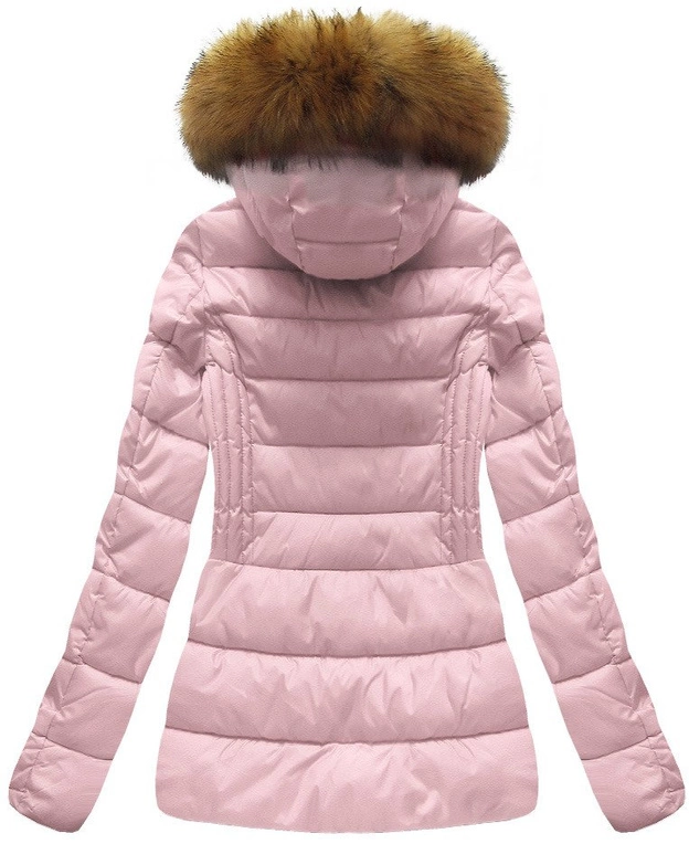 KRÓTKA ZIMOWA KURTKA DAMSKA Z KAPTUREM PUDROWY RÓŻ (B1032-30)