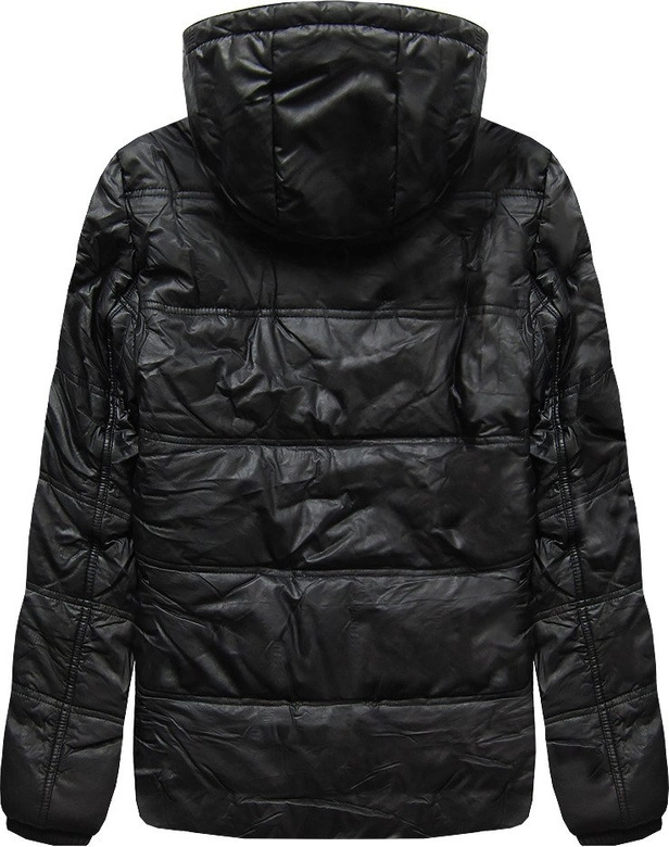 KURTKA ZIMOWA Z EKOSKÓRY CZARNA (51017)