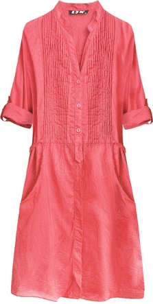 DŁUGA KOSZULA Z ZAKŁADKAMI KORALOWA (1032)