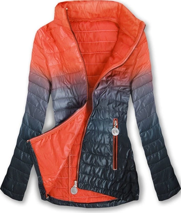 KURTKA OMBRE Z KAPTUREM POMARAŃCZOWO-CZARNA (W616BIG)