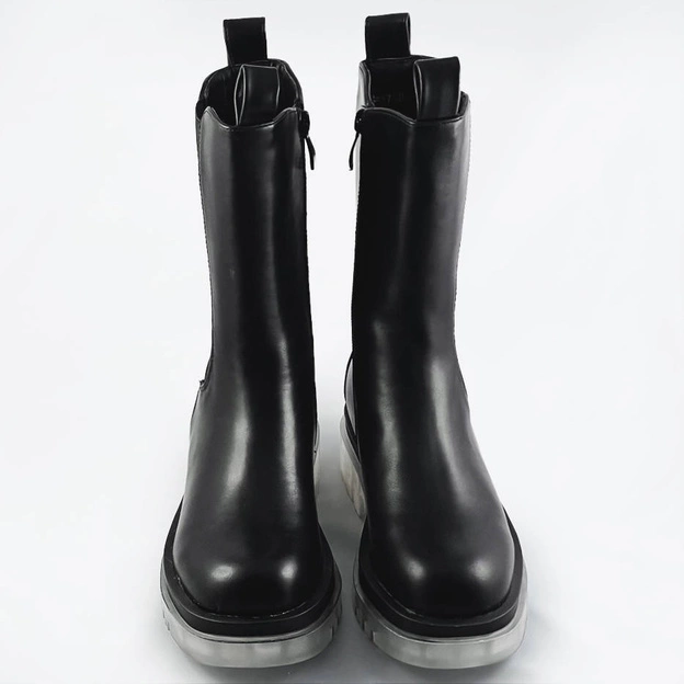 Botki z transparentną podeszwą czarne (om717)