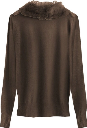 SWETEREK Z OZDOBNYM ŻABOTEM CIEMNOBRĄZOWY (1534)