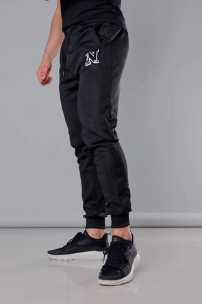 Spodnie dresowe z nadrukiem męskie czarne (8K178-3)