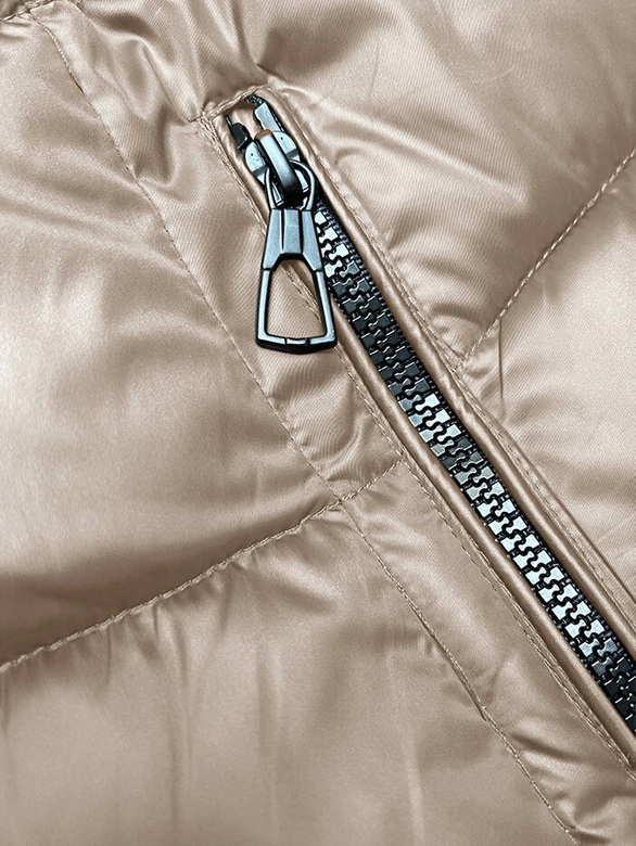 Zimowa dwustronna kurtka damska z kapturem cappuccino-czarny (B8202-1021)