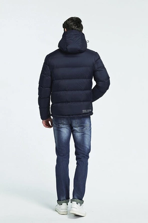 PIKOWANA KURTKA ZIMOWA Z PUCHEM NATURALNYM GRANATOWA (5010)