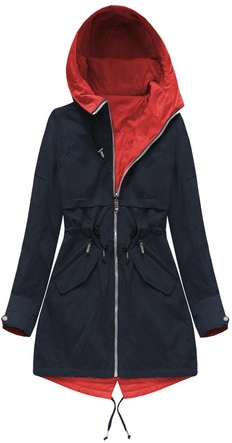 DWUSTRONNA PARKA Z KAPTUREM GRANATOWO-CZERWONA (W0236)
