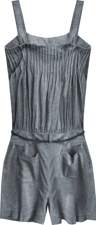 KRÓTKI KOMBINEZON Z LNU I BAWEŁNY NIEBIESKI (423ART)