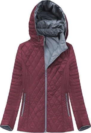 PIKOWANA KURTKA Z KAPTUREM BORDOWA (B9508)