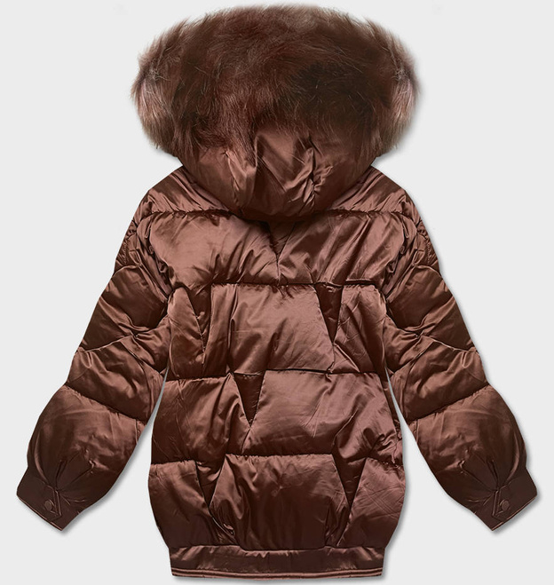 Krótka kurtka oversize brązowa (H-1109-79)
