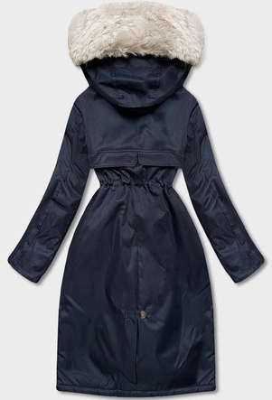 Zimowa kurtka damska na misiu granatowa (B538-3046)