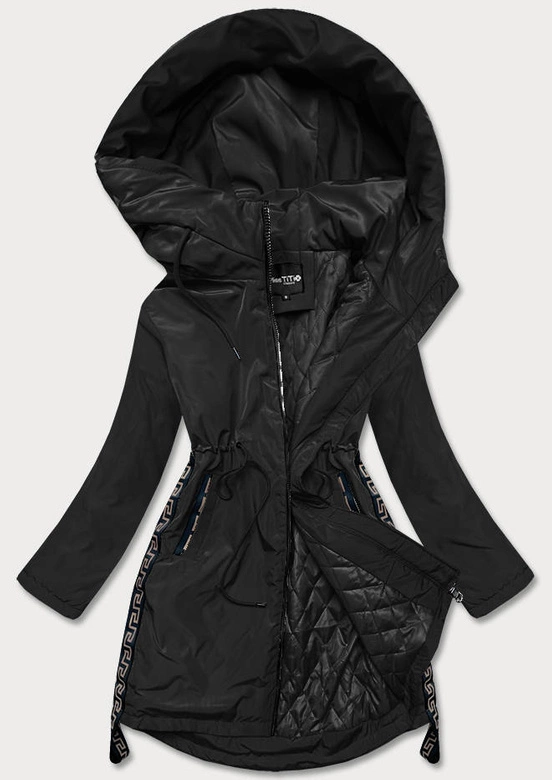 LEKKA PARKA Z OZDOBNYMI LAMPASAMI CZARNA (HS-1856)