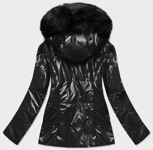Lekka zimowa kurtka damska metaliczna czarna (721art)