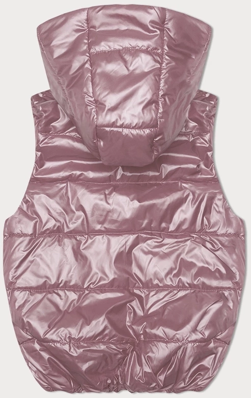Puchowy bezrękawnik z odpinanym kapturem różowy (B8247-81)