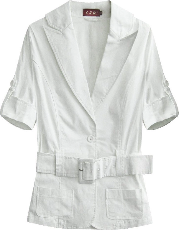 BAWEŁNIANY ŻAKIET Z KRÓTKIM RĘKAWEM BIAŁY (X1012X)