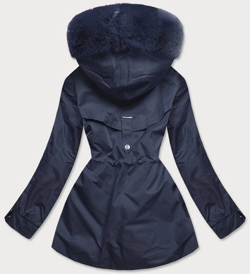 DAMSKA KURTKA PARKA ZIMOWA Z PODPINKĄ GRANATOWA (B2717-3)