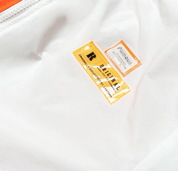 Damska kurtka wiatrówka biało/pomarańczowa (ag3-010)