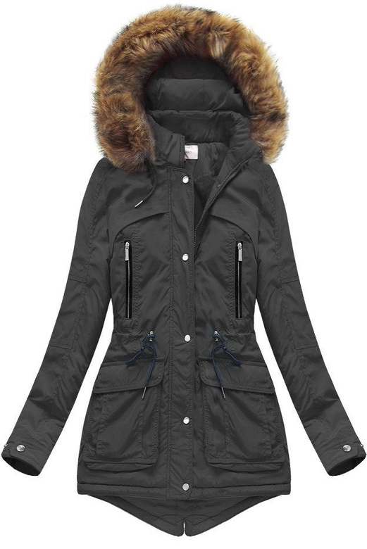 KURTKA Z KAPTUREM CZARNA (7307/2)