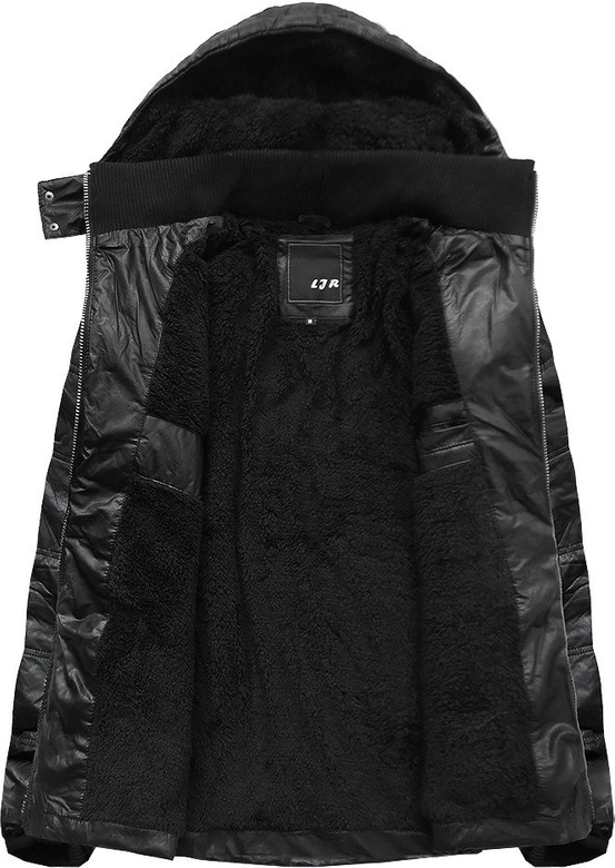 KURTKA ZIMOWA Z EKOSKÓRY CZARNA (51017)