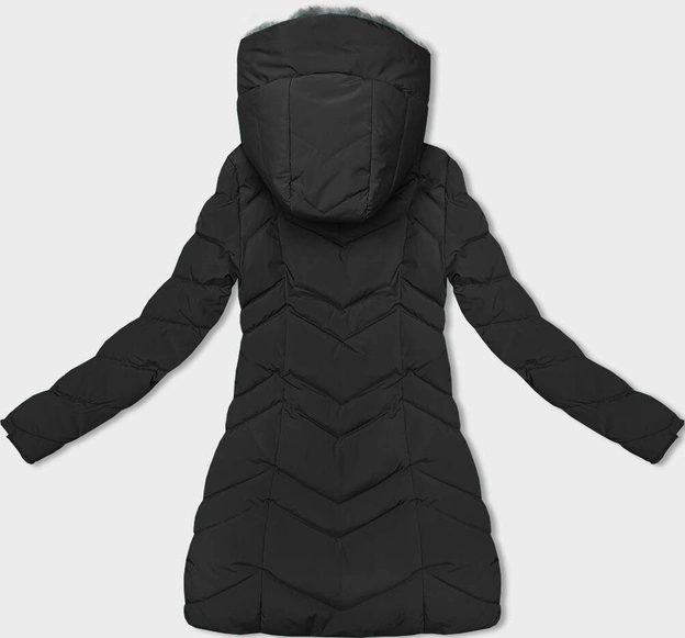Damska kurtka zimowa na futerku czarna (LHD-23023)