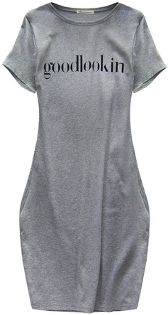 SUKIENKA Z KRÓTKIM RĘKAWEM SZARA (145ART)