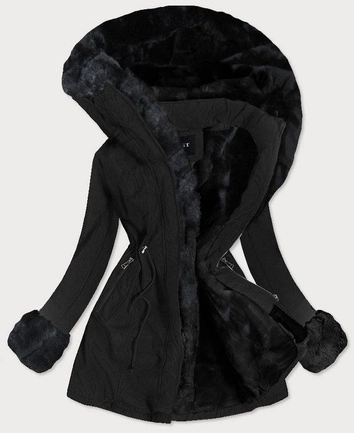 DAMSKA PARKA ZIMOWA Z FUTREM CZARNA (B9550)