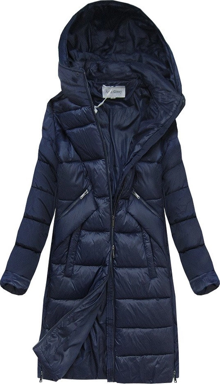 KURTKA Z ŁĄCZONYCH MATERIAŁÓW GRANATOWA (J19-011)