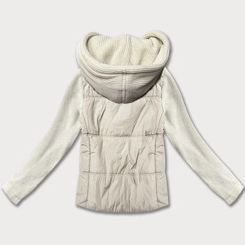 Kurtka damska z dzianinowymi rękawami Miss TiTi ecru (5088)