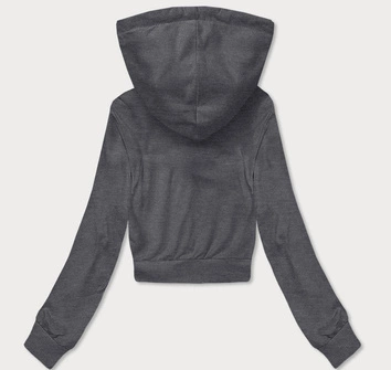 Krótka bluza dresowa z kapturem ciemnoszara (8B939-5)