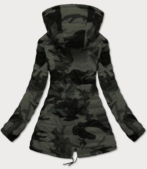 DWUSTRONNA PARKA DAMSKA Z KAPTUREM KHAKI-MORO (XW665X)