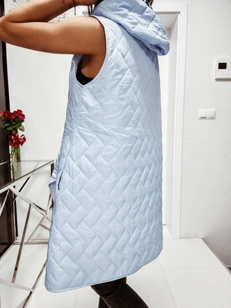 DŁUGA ASYMETRYCZNA KAMIZELKA DAMSKA NIEBIESKA (677ART)