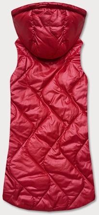 Bezrękawnik damski z kapturem czerwony (B0129-4)
