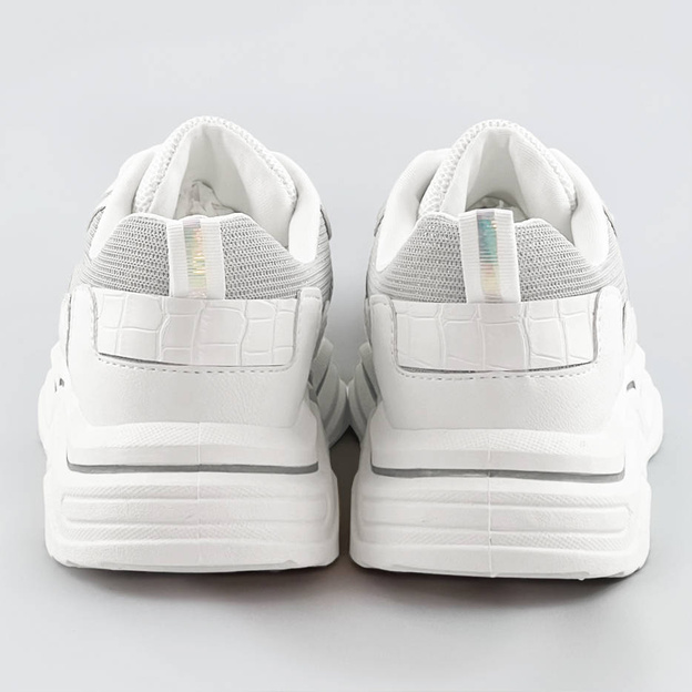 Sneakersy damskie z brokatowymi wstawkami biało-szare (lu-2)
