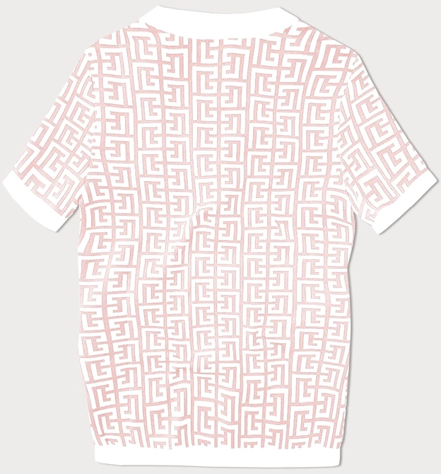 Bluzka z dzianiny z krótkim rękawem łososiowa (009)