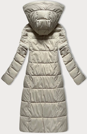 Pikowana długa kurtka zimowa damska Libland jasny beżowy (7767)