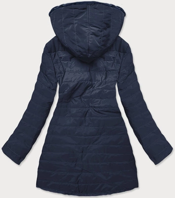 LEKKA KURTKA ZIMOWA DAMSKA FUTRO 2 W 1 GRANATOWA (39039)