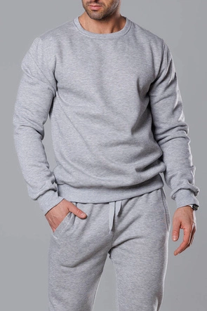 Męska bluza z okrągłym dekoltem jasnoszara (68B2001-2)