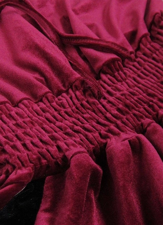 DŁUGI KOMBINEZON WELUROWY Z KAPTUREM BORDOWY (628ART)