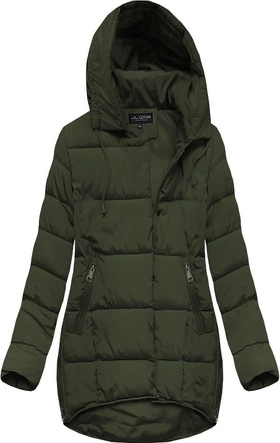 PIKOWANA KURTKA Z KAPTUREM KHAKI (X859X)