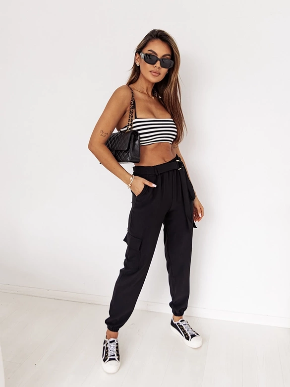 Spodnie damskie bojówki czarne (8266)