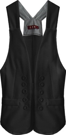 KRÓTKA KAMIZELKA Z OZDOBNYMI GUZIKAMI CZARNA (1220)