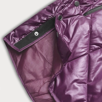 Kurtka damska z ozdobnym kapturem ciemna fioletowa (B8126-71)