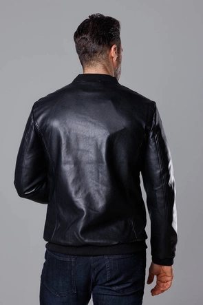 Męska bomberka ekoskóra czarna (11Z8015)