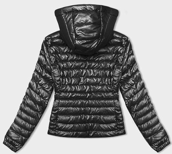 Pikowana kurtka damska z kapturem czarna (16M9105-392)