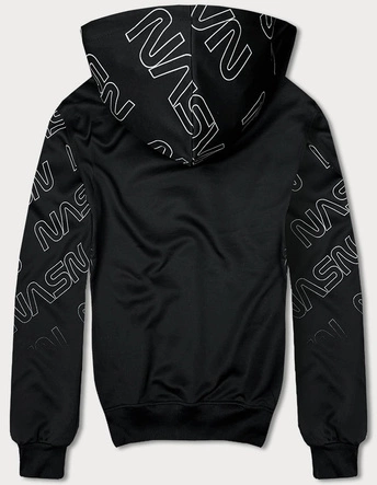 Męska bluza kangurka z nadrukiem czarna (8B991-3)